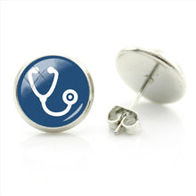 JWEIJIAO Nurse Doctors Medical Stethoscope Ear Stud Earrings Heart Bijoux Earring Jewelry For Fashion Women Girls Gift SE73