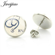 JWEIJIAO Nurse Doctors Medical Stethoscope Ear Stud Earrings Heart Bijoux Earring Jewelry For Fashion Women Girls Gift SE73