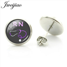 JWEIJIAO Nurse Doctors Medical Stethoscope Ear Stud Earrings Heart Bijoux Earring Jewelry For Fashion Women Girls Gift SE73