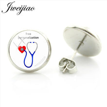JWEIJIAO Nurse Doctors Medical Stethoscope Ear Stud Earrings Heart Bijoux Earring Jewelry For Fashion Women Girls Gift SE73