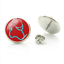 JWEIJIAO Nurse Doctors Medical Stethoscope Ear Stud Earrings Heart Bijoux Earring Jewelry For Fashion Women Girls Gift SE73