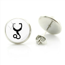 JWEIJIAO Nurse Doctors Medical Stethoscope Ear Stud Earrings Heart Bijoux Earring Jewelry For Fashion Women Girls Gift SE73