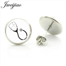 JWEIJIAO Nurse Doctors Medical Stethoscope Ear Stud Earrings Heart Bijoux Earring Jewelry For Fashion Women Girls Gift SE73