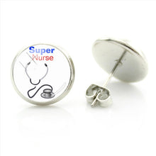 JWEIJIAO Nurse Doctors Medical Stethoscope Ear Stud Earrings Heart Bijoux Earring Jewelry For Fashion Women Girls Gift SE73