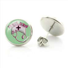 JWEIJIAO Nurse Doctors Medical Stethoscope Ear Stud Earrings Heart Bijoux Earring Jewelry For Fashion Women Girls Gift SE73