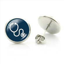 JWEIJIAO Nurse Doctors Medical Stethoscope Ear Stud Earrings Heart Bijoux Earring Jewelry For Fashion Women Girls Gift SE73