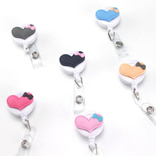 2018 Cute Heart Design Nurse Retractable Badge Reel Pull ID Card White Badge Holder Belt Clip Hospital School Office