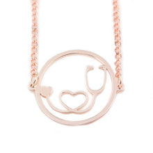 M2 Doctor Nurse Medical Stethoscope Necklace Heart ECG Stainless Steel Silver and Gold Charm Pendant For Women Accessories