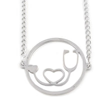 M2 Doctor Nurse Medical Stethoscope Necklace Heart ECG Stainless Steel Silver and Gold Charm Pendant For Women Accessories
