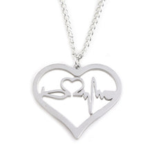 M2 Doctor Nurse Medical Stethoscope Necklace Heart ECG Stainless Steel Silver and Gold Charm Pendant For Women Accessories