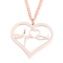 M2 Doctor Nurse Medical Stethoscope Necklace Heart ECG Stainless Steel Silver and Gold Charm Pendant For Women Accessories