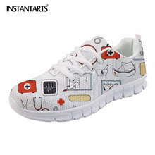 INSTANTARTS Funny Cartoon Nurse Printed Women Flats Shoes Fashion Mesh Flat Shoes for Teen Girls Casual Breathable Sneaker Shoes