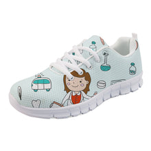 INSTANTARTS Funny Cartoon Nurse Printed Women Flats Shoes Fashion Mesh Flat Shoes for Teen Girls Casual Breathable Sneaker Shoes
