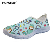 INSTANTARTS 2018 Summer Women Slip-on Flat Shoes Nursing Pattern Breathable Ladies Sneaker Shoes Fashion Air Mesh Woman Flats