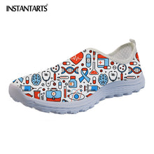 INSTANTARTS 2018 Summer Women Slip-on Flat Shoes Nursing Pattern Breathable Ladies Sneaker Shoes Fashion Air Mesh Woman Flats