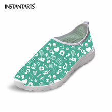 INSTANTARTS 2018 Summer Women Slip-on Flat Shoes Nursing Pattern Breathable Ladies Sneaker Shoes Fashion Air Mesh Woman Flats