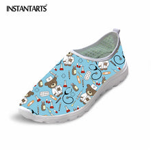 INSTANTARTS 2018 Summer Women Slip-on Flat Shoes Nursing Pattern Breathable Ladies Sneaker Shoes Fashion Air Mesh Woman Flats