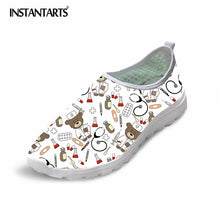 INSTANTARTS 2018 Summer Women Slip-on Flat Shoes Nursing Pattern Breathable Ladies Sneaker Shoes Fashion Air Mesh Woman Flats