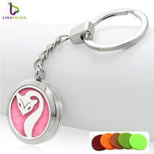 1PC Stainless steel Perfume Keychain 30MM Aromatherapy Locket Key chains DIY Perfume Key chain (Free 5 Pads)  LSKC69-85