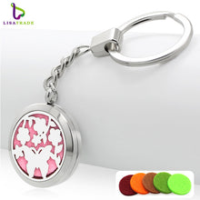 1PC Stainless steel Perfume Keychain 30MM Aromatherapy Locket Key chains DIY Perfume Key chain (Free 5 Pads)  LSKC69-85