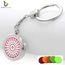 1PC Stainless steel Perfume Keychain 30MM Aromatherapy Locket Key chains DIY Perfume Key chain (Free 5 Pads)  LSKC69-85
