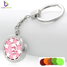 1PC Stainless steel Perfume Keychain 30MM Aromatherapy Locket Key chains DIY Perfume Key chain (Free 5 Pads)  LSKC69-85