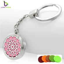 1PC Stainless steel Perfume Keychain 30MM Aromatherapy Locket Key chains DIY Perfume Key chain (Free 5 Pads)  LSKC69-85