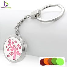 1PC Stainless steel Perfume Keychain 30MM Aromatherapy Locket Key chains DIY Perfume Key chain (Free 5 Pads)  LSKC69-85