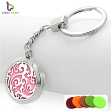 1PC Stainless steel Perfume Keychain 30MM Aromatherapy Locket Key chains DIY Perfume Key chain (Free 5 Pads)  LSKC69-85