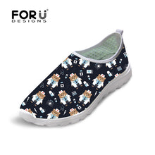 FORUDESIGNS Nurse Pattern Cute Women Flats Summer Shoes Cartoon Nurses Bear Pattern Female Casual Beach Mesh Shoes Woman Flats