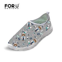 FORUDESIGNS Nurse Pattern Cute Women Flats Summer Shoes Cartoon Nurses Bear Pattern Female Casual Beach Mesh Shoes Woman Flats