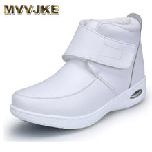 MVVJKE 2018 winter Woman Pure white Nurse shoes women Platform Air cushion buckle strap casual Antiskid martin boots shoes
