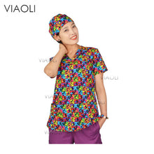 Viaoli Hot ! new arrival printed medical clothings for floral print fabric with comfortable medical uniform in scrubs clothes