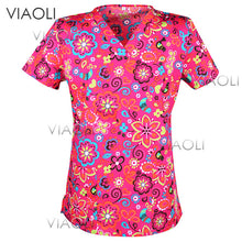 Viaoli Hot ! new arrival printed medical clothings for floral print fabric with comfortable medical uniform in scrubs clothes