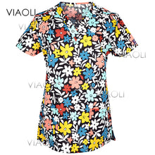 Viaoli Hot ! new arrival printed medical clothings for floral print fabric with comfortable medical uniform in scrubs clothes