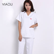 Viaoli 2018 summer short-sleeved surgical clothing men and women doctors suits split brush suit white suit