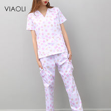 Viaoli 2018 summer short-sleeved surgical clothing men and women doctors suits split brush suit white suit