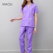 Viaoli 2018 summer short-sleeved surgical clothing men and women doctors suits split brush suit white suit