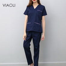 Viaoli 2018 summer short-sleeved surgical clothing men and women doctors suits split brush suit white suit