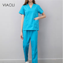 Viaoli 2018 summer short-sleeved surgical clothing men and women doctors suits split brush suit white suit