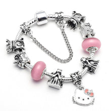 BAOPON Dropshipping Mickey Minnie Charm Bracelet With Nice Marano Beads Fit Original Pandora Bracelet For Kids Special Gift