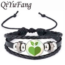 QiYuFang Vegan diet Leather Bracelet vegetarian diet go organic Jewelry Black Multilayers Charms bangle for Womens Mens 1pcs/lot