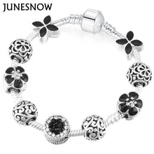 JUNESNOW Sliver Plated Jewelry European Charm Rose Beads Pandora Bracelet