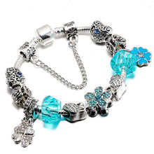 JUNESNOW Sliver Plated Jewelry European Charm Rose Beads Pandora Bracelet