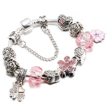 JUNESNOW Sliver Plated Jewelry European Charm Rose Beads Pandora Bracelet