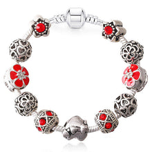 JUNESNOW Sliver Plated Jewelry European Charm Rose Beads Pandora Bracelet