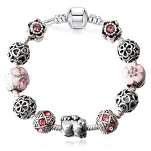JUNESNOW Sliver Plated Jewelry European Charm Rose Beads Pandora Bracelet