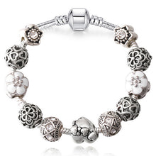 JUNESNOW Sliver Plated Jewelry European Charm Rose Beads Pandora Bracelet