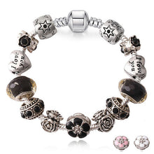 JUNESNOW Sliver Plated Jewelry European Charm Rose Beads Pandora Bracelet