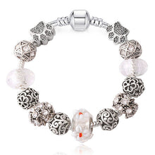 JUNESNOW Sliver Plated Jewelry European Charm Rose Beads Pandora Bracelet